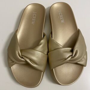 J.Crew gold metallic knot slide sandals